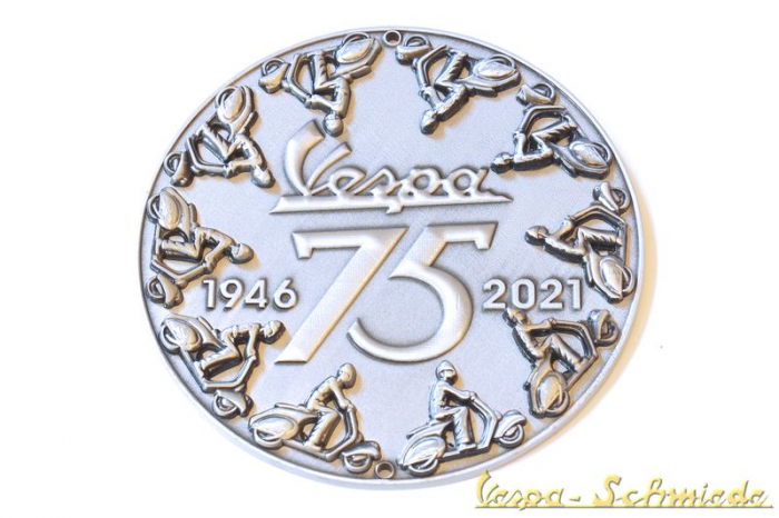 Plakette "75 Jahre Vespa" - Silber - Limitiert auf 75 Stück weltweit!